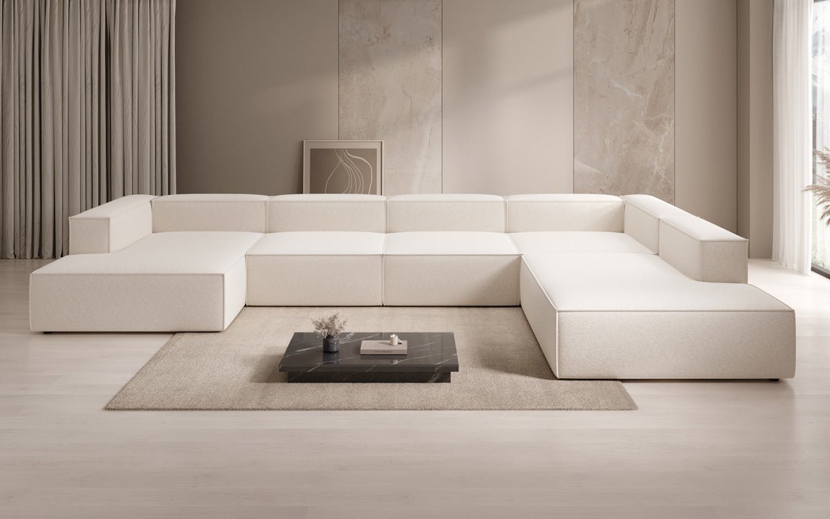 Designer Sofa Lesley U XXL in Strukturstoff