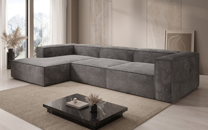 Designer corner sofa Lesley in Corduroy