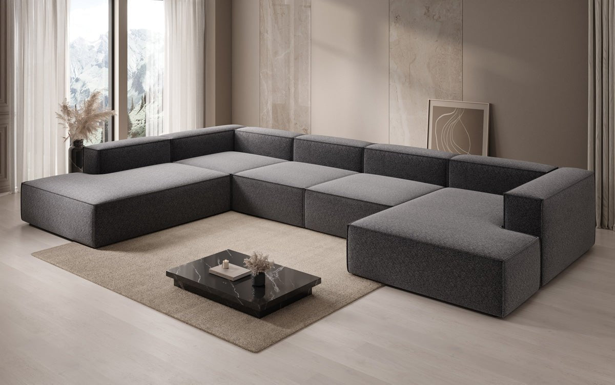 Designer Sofa Lesley U XXL in Strukturstoff