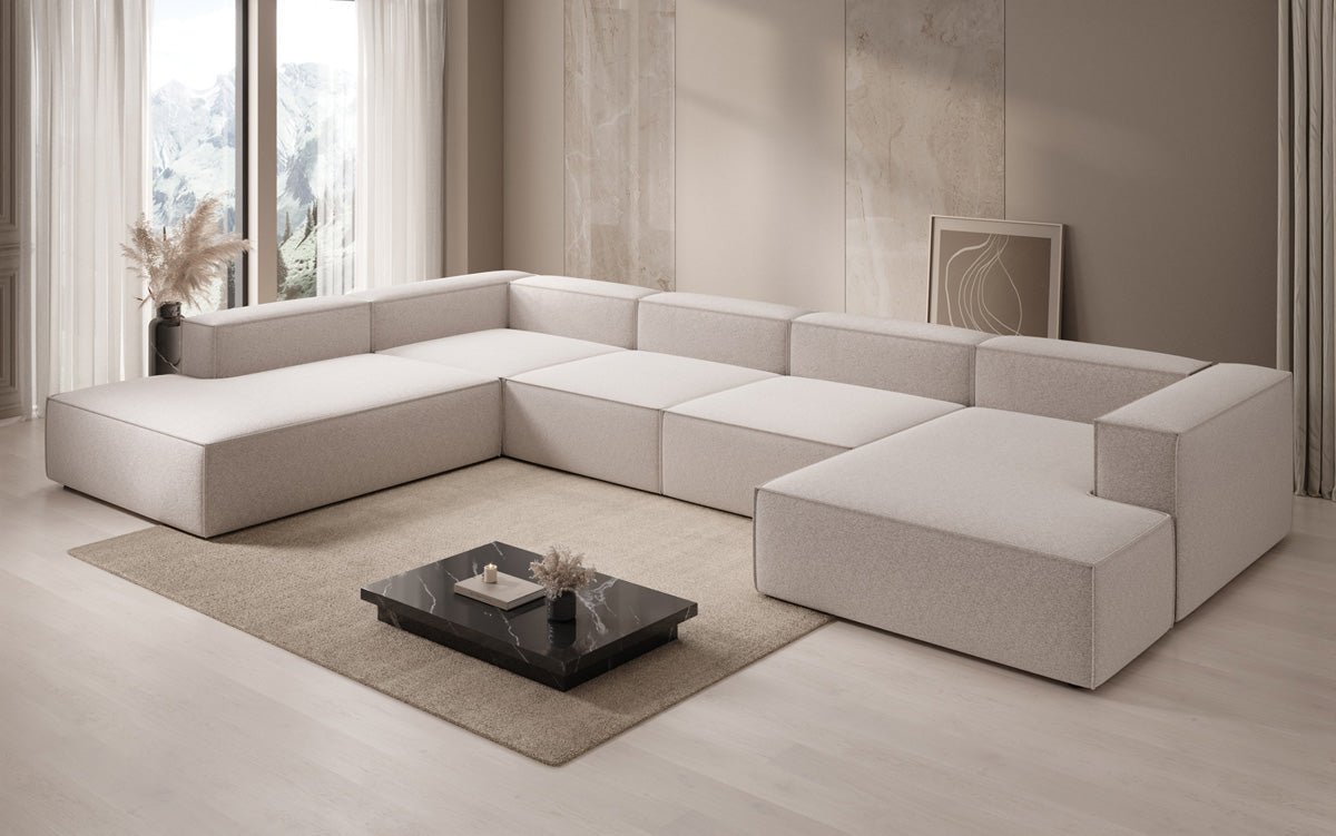 Designer Sofa Lesley U XXL in Strukturstoff