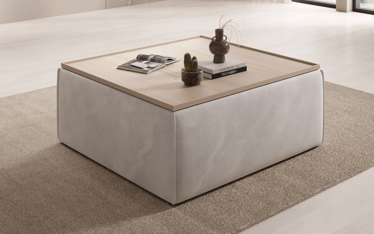Side stool/coffee table Lesley with storage in velvet