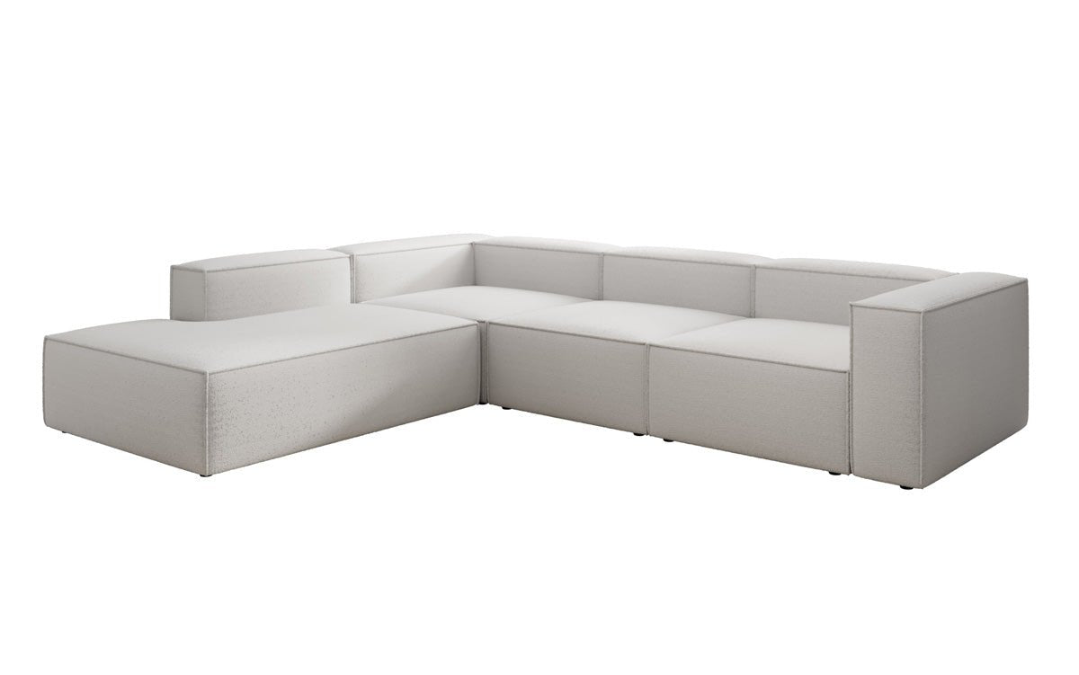 Designer Sofa Lesley L mit langer Ottomane in Bouclé