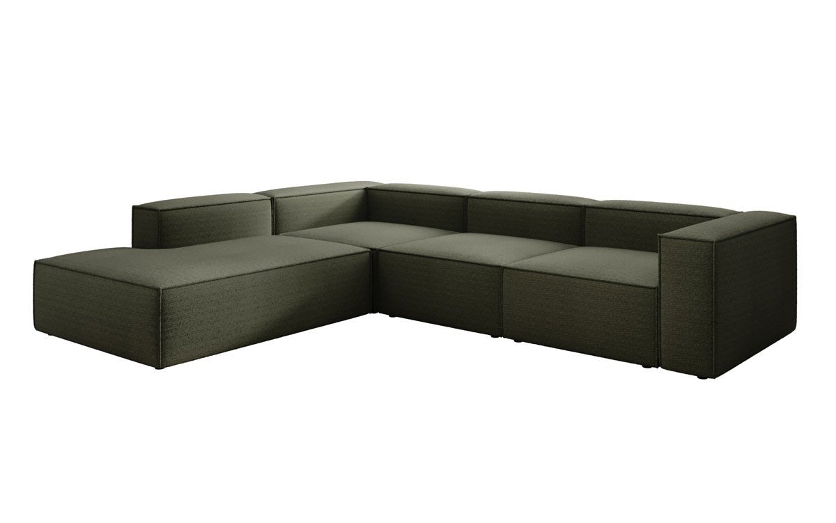 Designer Sofa Lesley L mit langer Ottomane in Bouclé