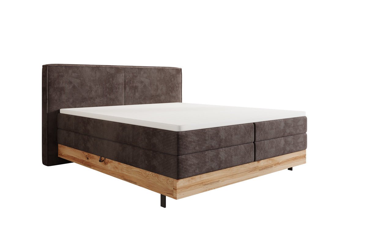 Wooden bed/box spring bed Nero with storage in corduroy