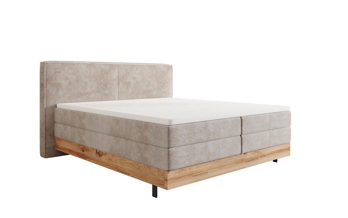 Wooden bed/box spring bed Nero with storage in corduroy
