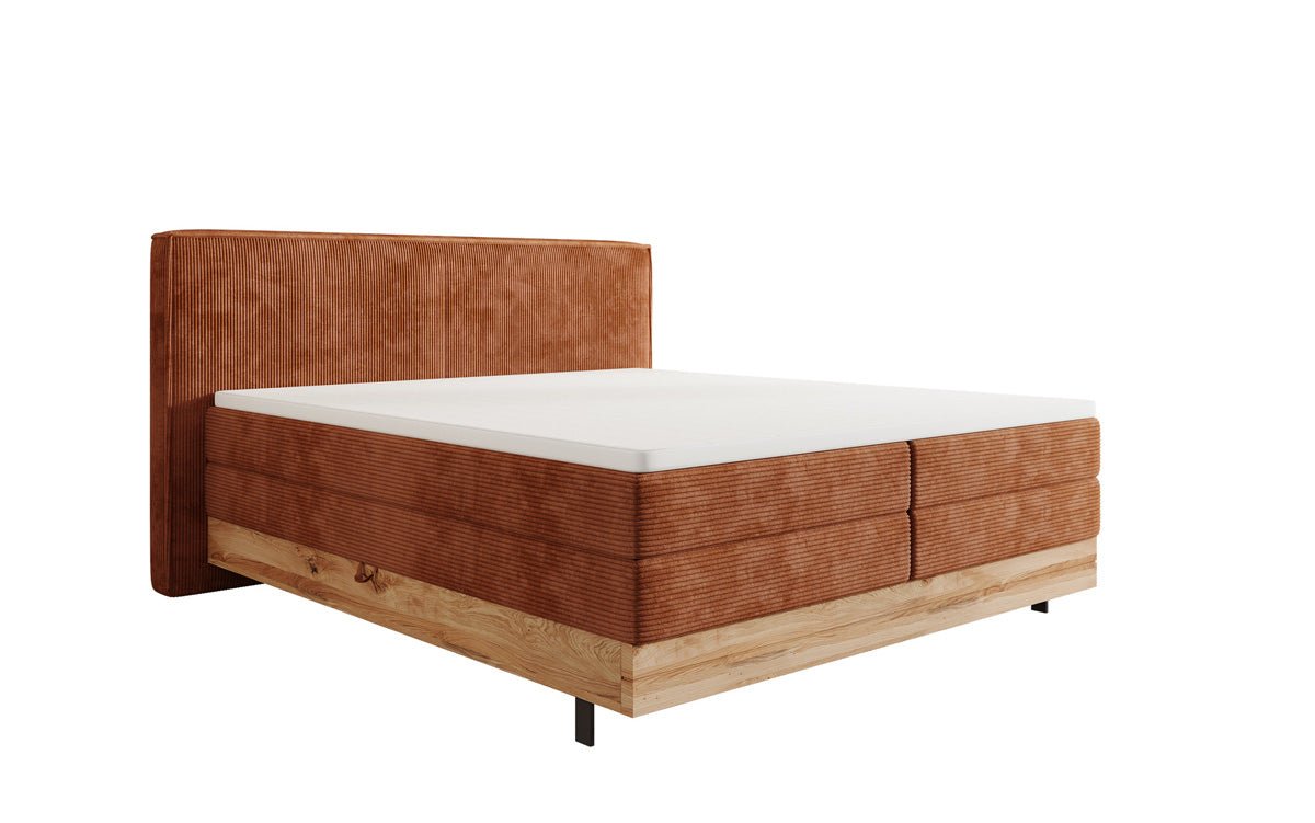 Wooden bed/box spring bed Nero with storage in corduroy