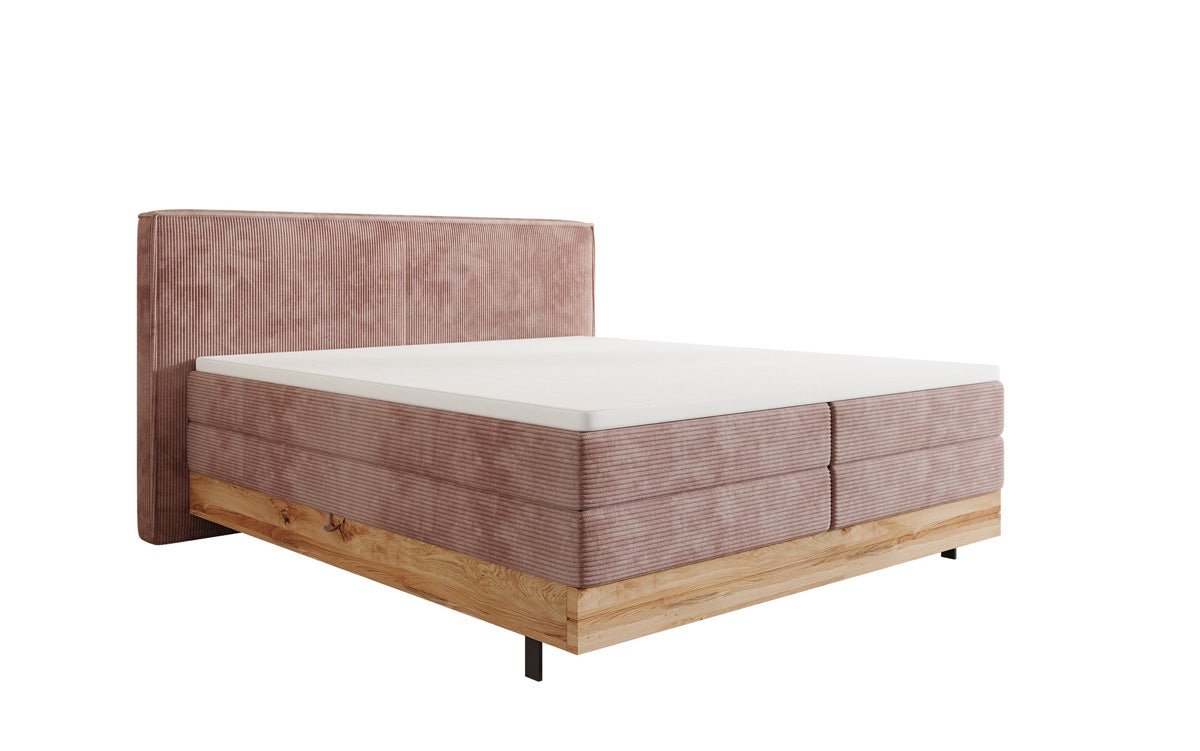 Wooden bed/box spring bed Nero with storage in corduroy