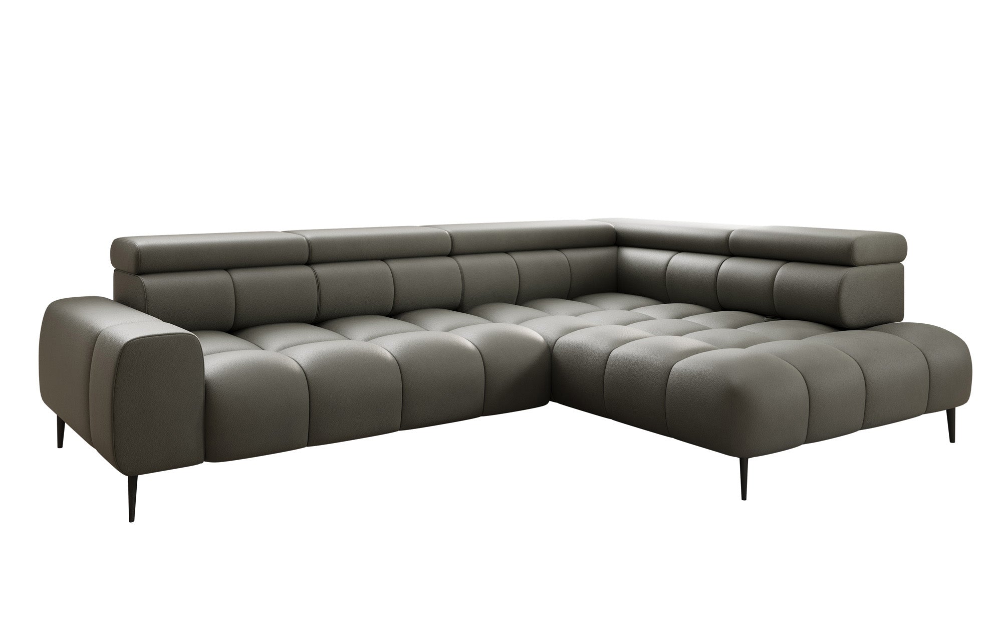 Designer Sofa Ceora L with electric sleeping function and adjustable backrest in genuine leather