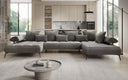 Designer U Sofa Sydney Samt mit elektrischer Schlaffunktion