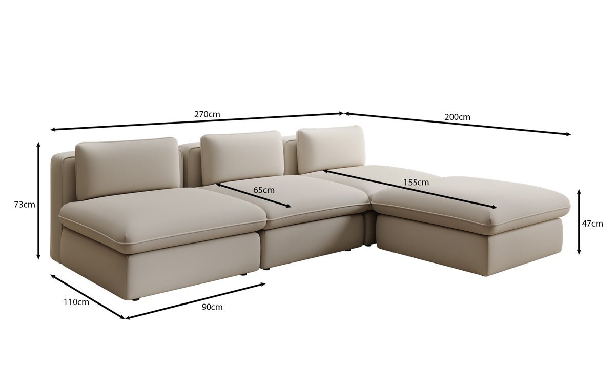 Designer L Sofa Cuddle in Fabric