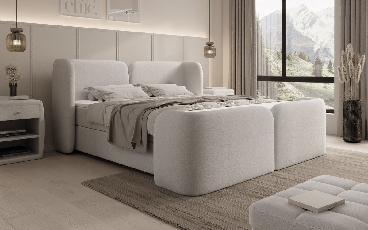 Box spring bed Riva Bouclé with storage space