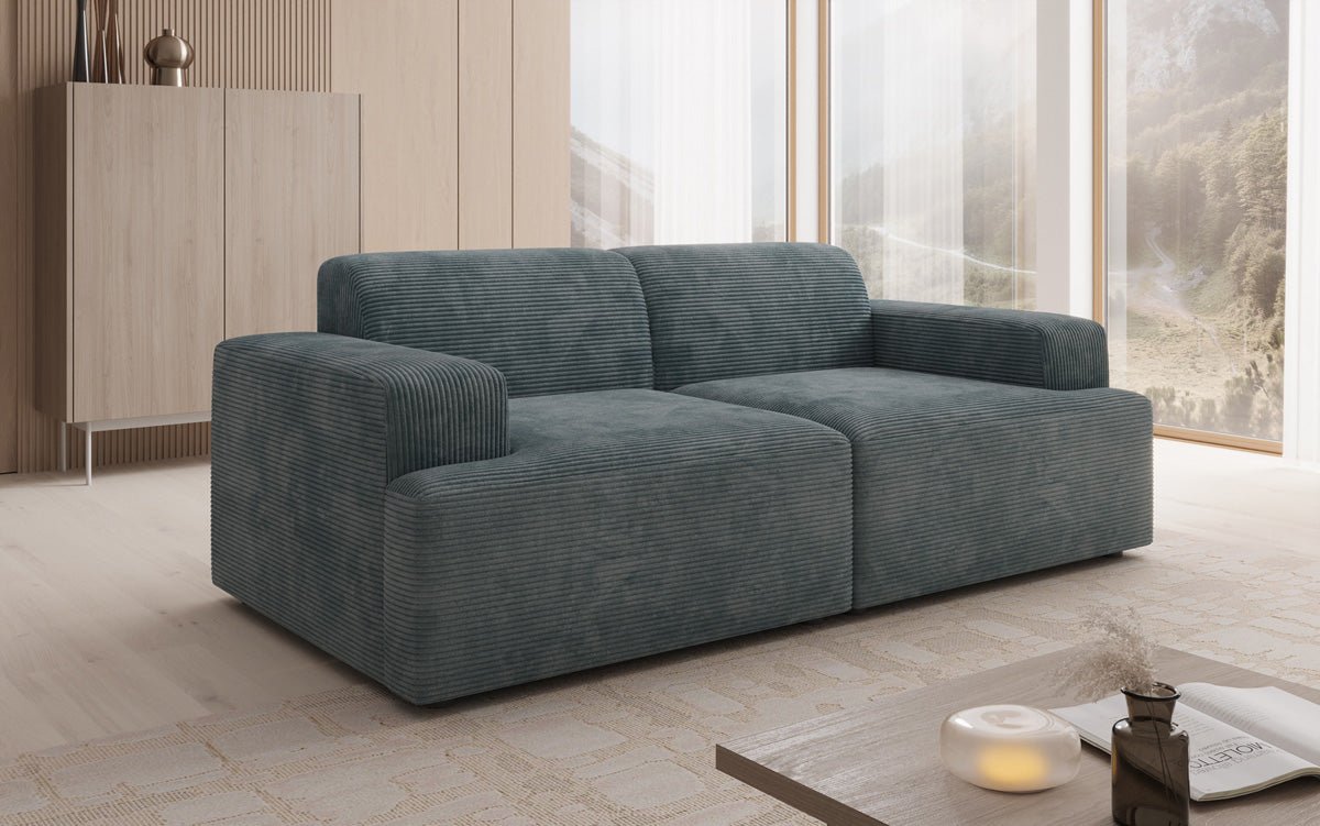 Designer 2-Seater Sofa Monza in Corduroy