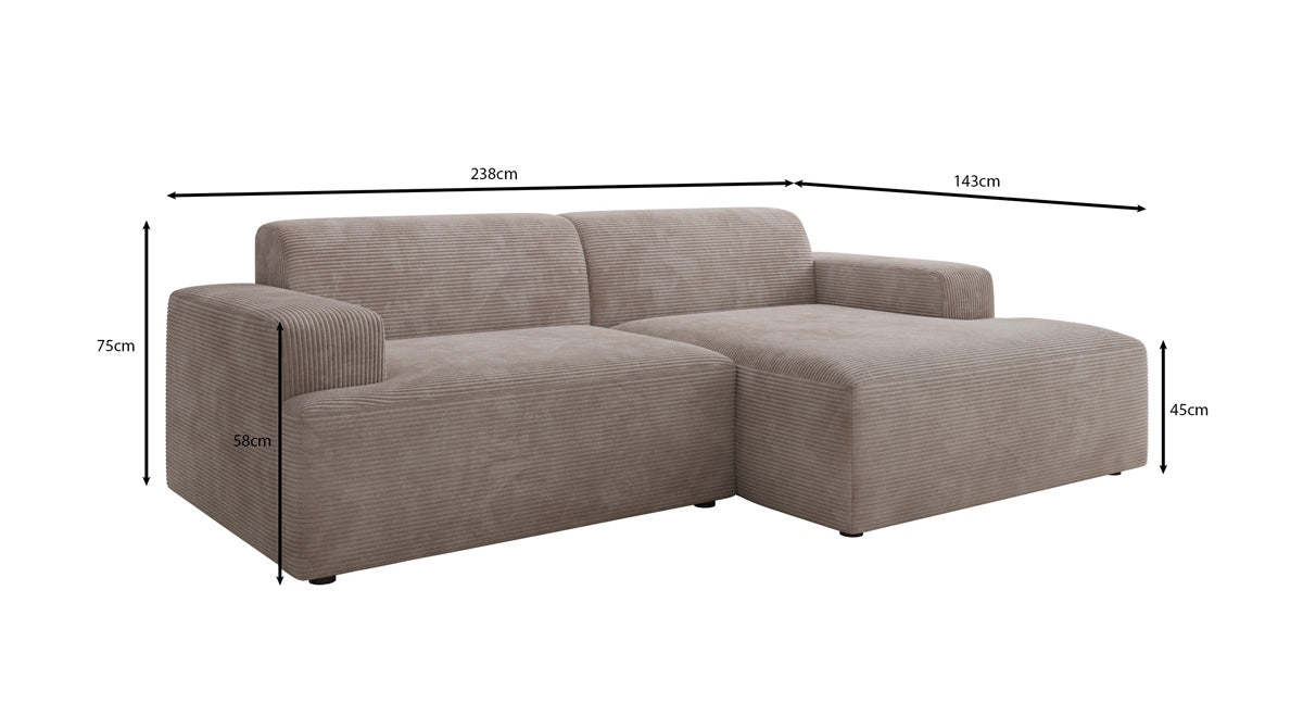 Designer Sofa Monza L in Corduroy