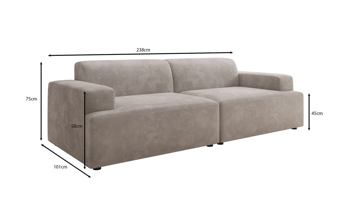 Designer 3-Seater Sofa Monza in Velvet