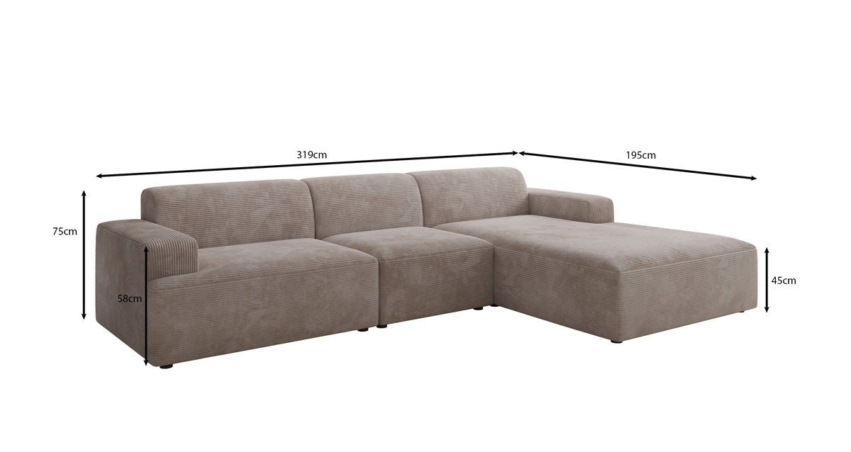 Designer Sofa Monza L Maxi in Corduroy