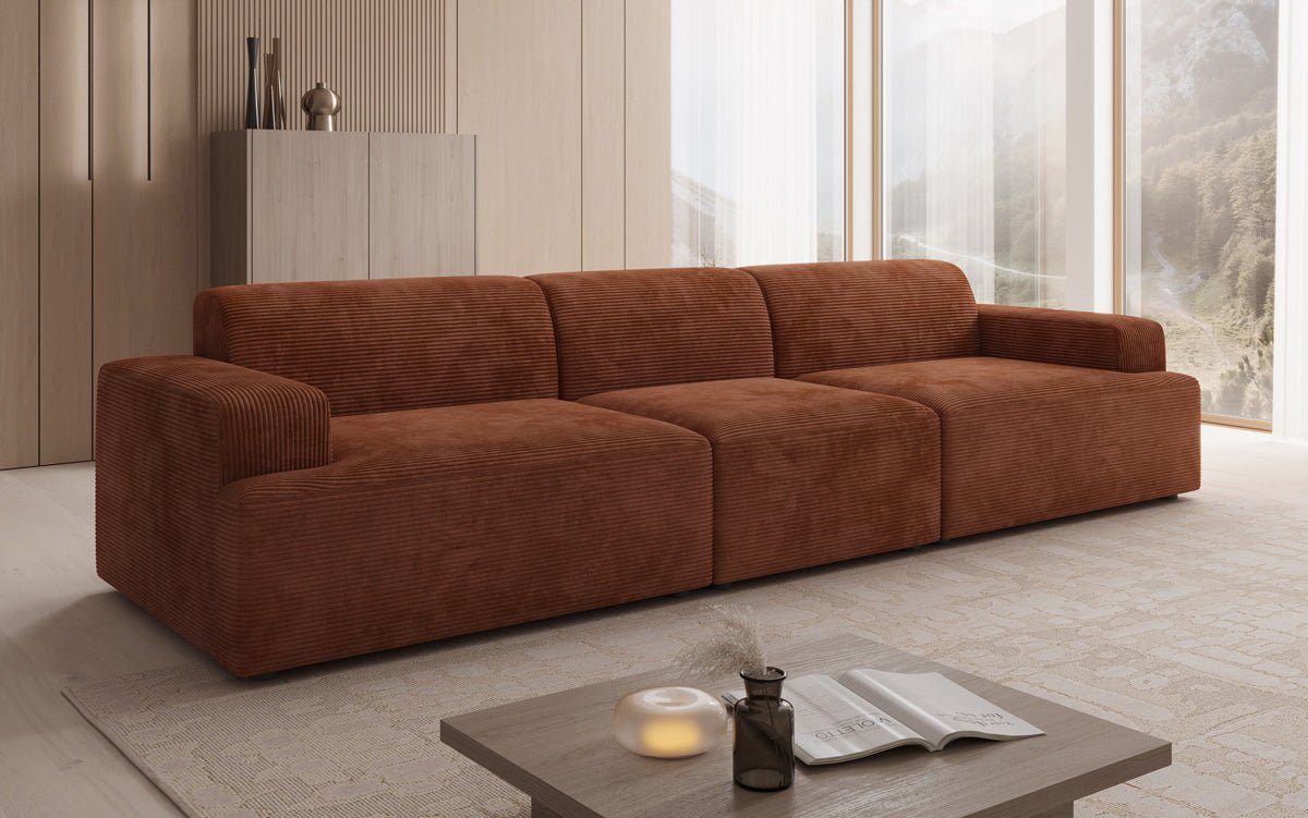 Designer Sofa Monza 3 Seater XXL in Corduroy