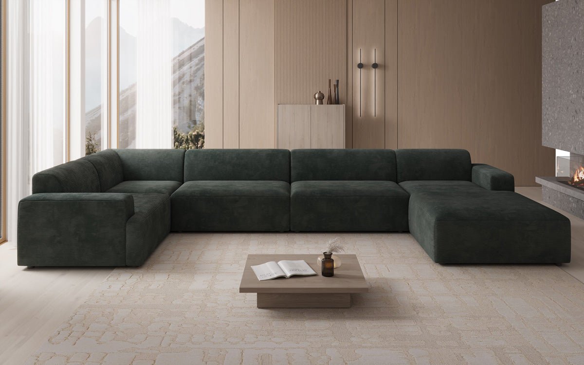 Designer Sofa Monza U XXL in Corduroy