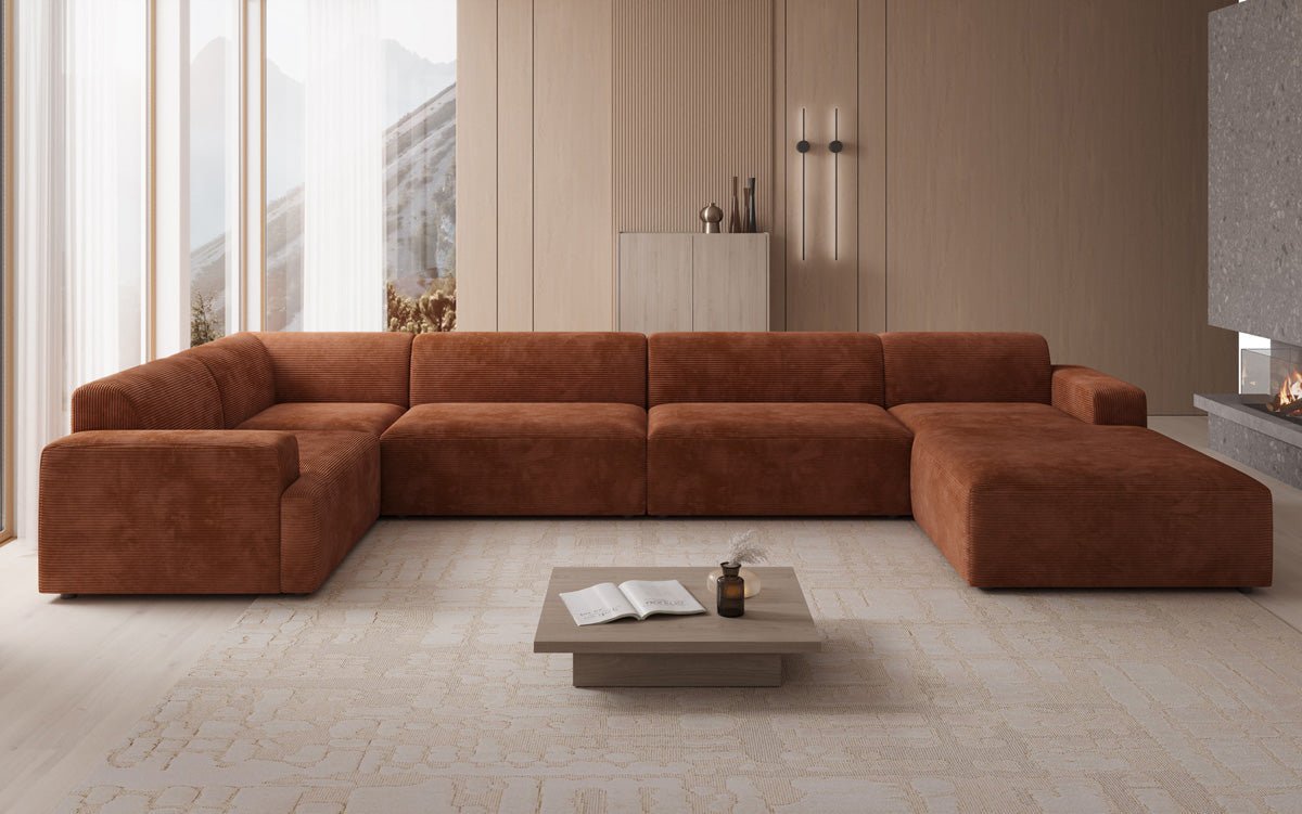 Designer Sofa Monza U XXL in Corduroy