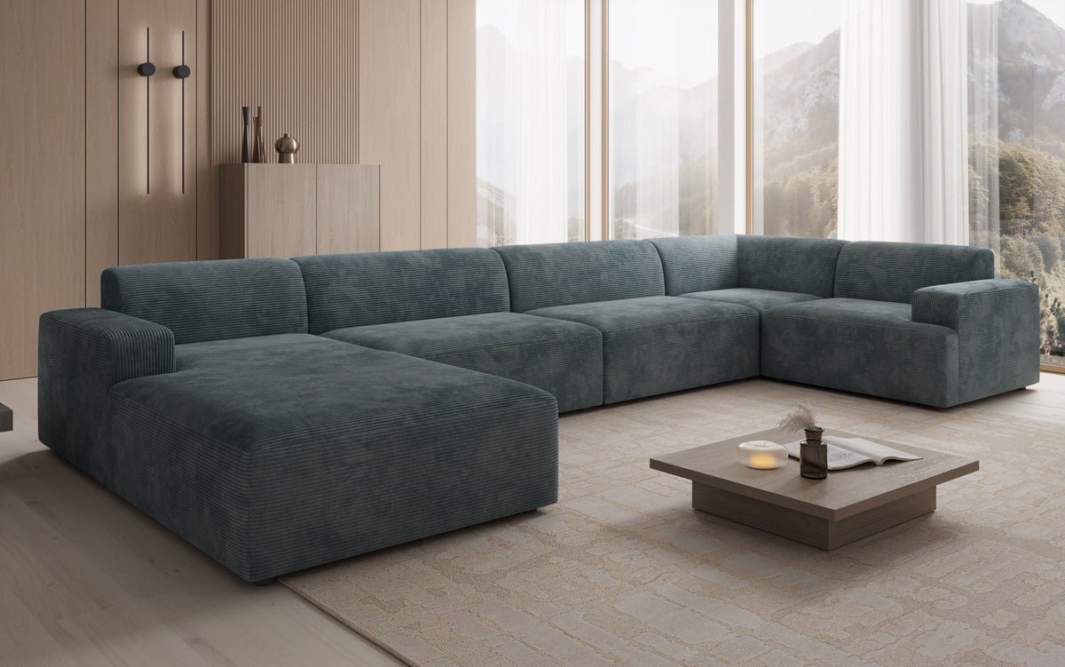 Designer Sofa Monza U XXL in Corduroy