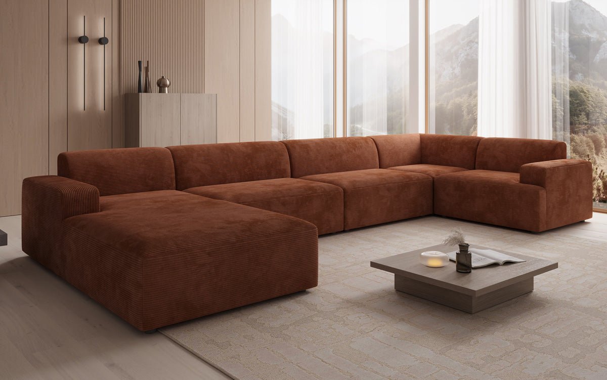 Designer Sofa Monza U XXL in Corduroy