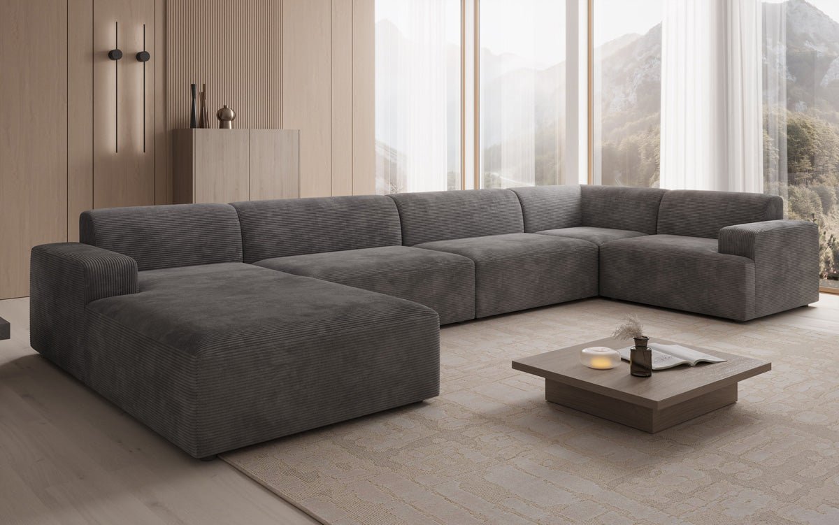 Designer Sofa Monza U XXL in Corduroy