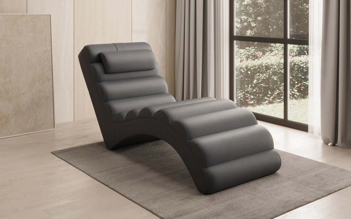 Designer Relax Lounger Malina in Genuine Leather
