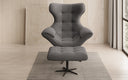 Designer sofa armchair Aurelio incl. side stool in bouclé
