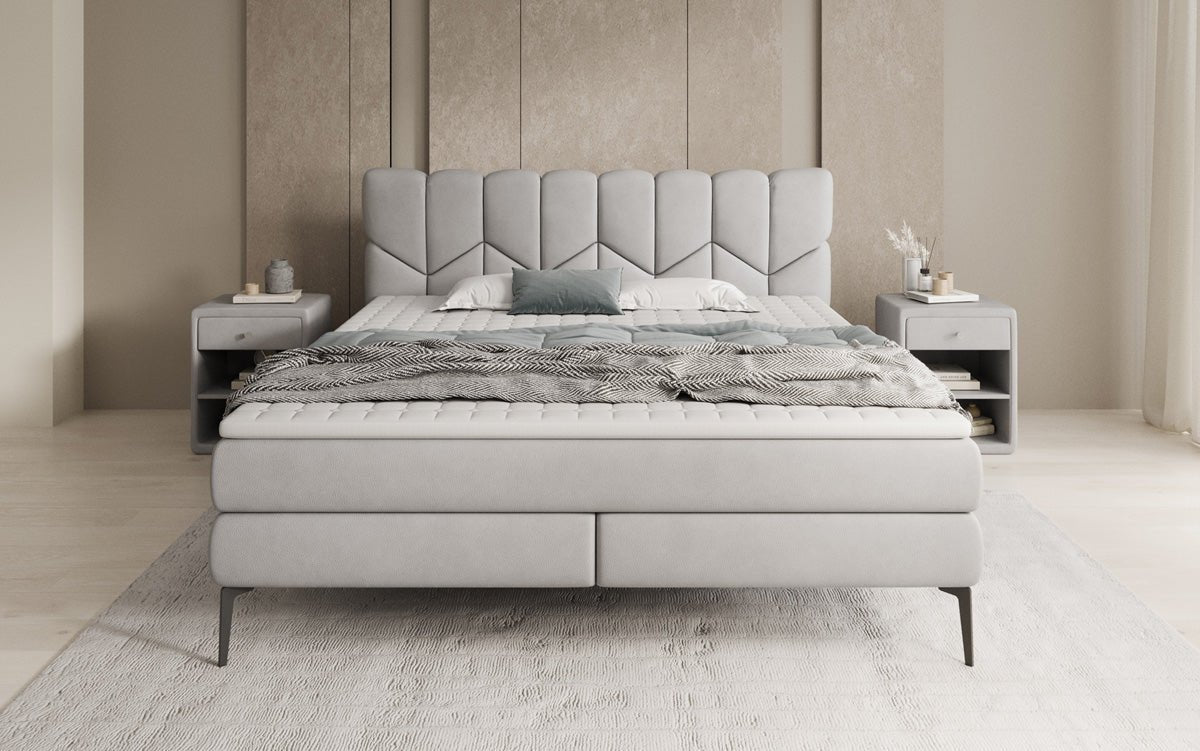 Box spring bed Mirea in genuine leather