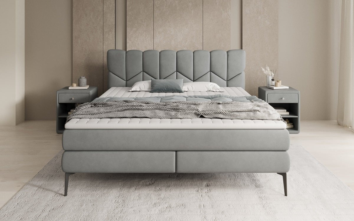 Box spring bed Mirea in genuine leather