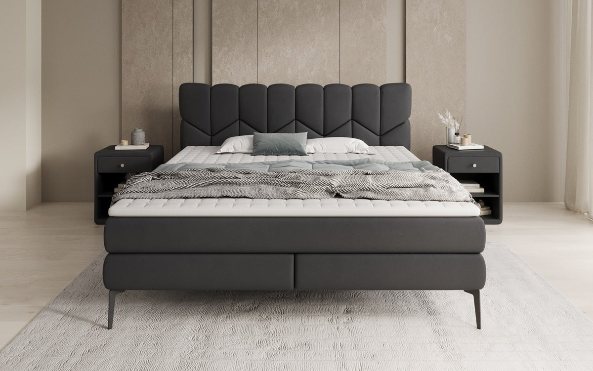 Box spring bed Mirea in genuine leather