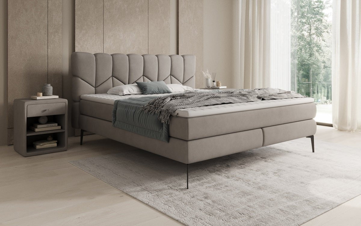 Box spring bed Mirea in genuine leather