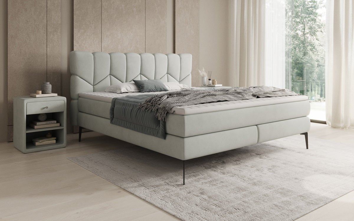 Box spring bed Mirea in genuine leather