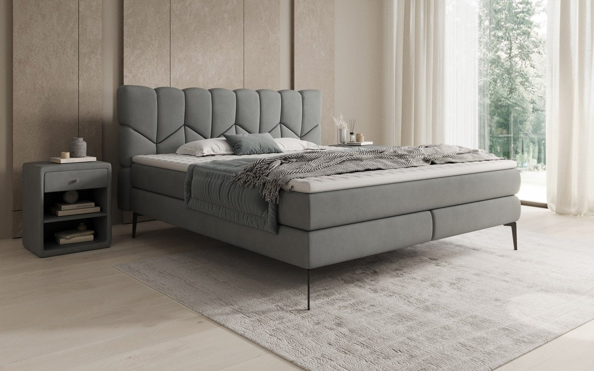Box spring bed Mirea in genuine leather
