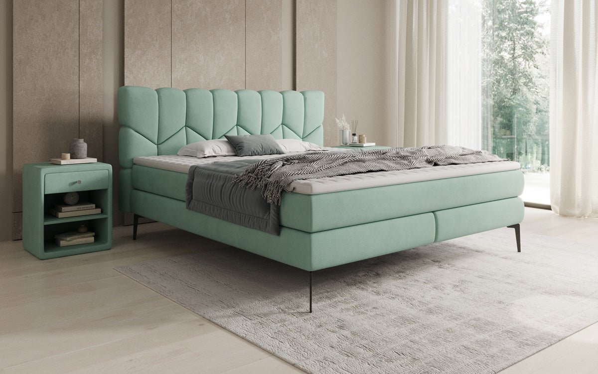 Box spring bed Mirea in genuine leather