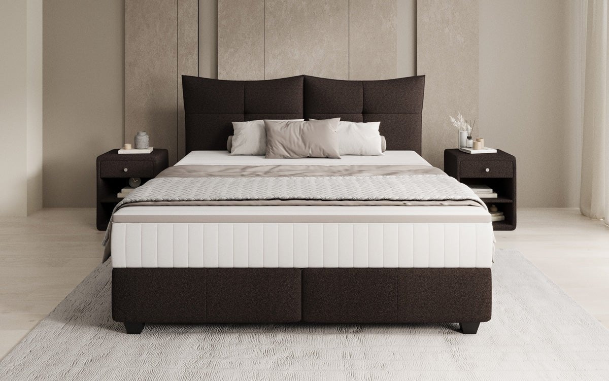 Box spring bed Veyora in bouclé