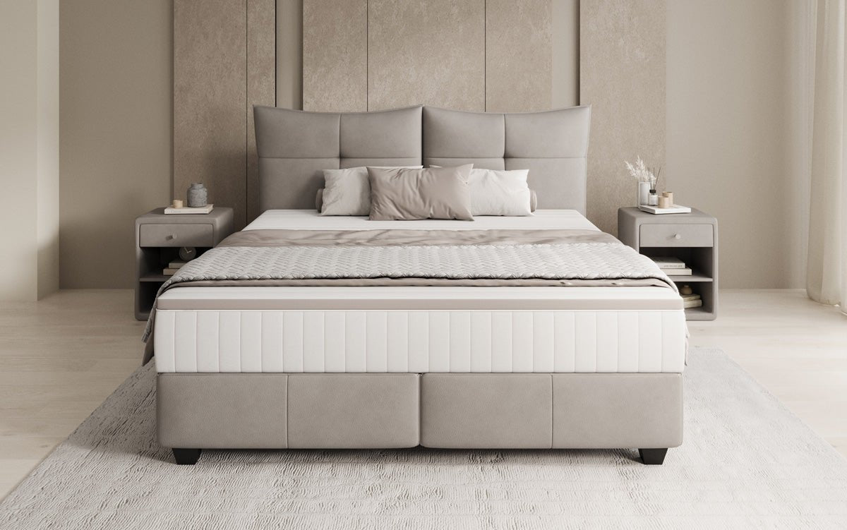 Box spring bed Veyora in genuine leather