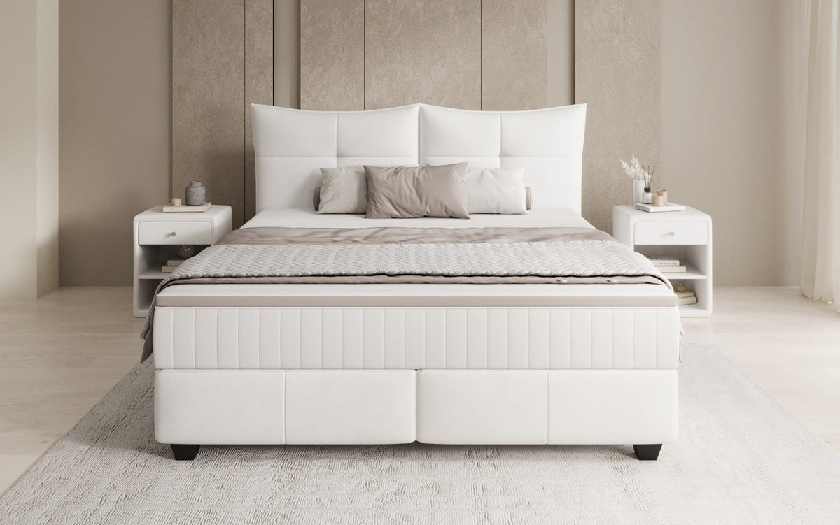 Box spring bed Veyora in genuine leather