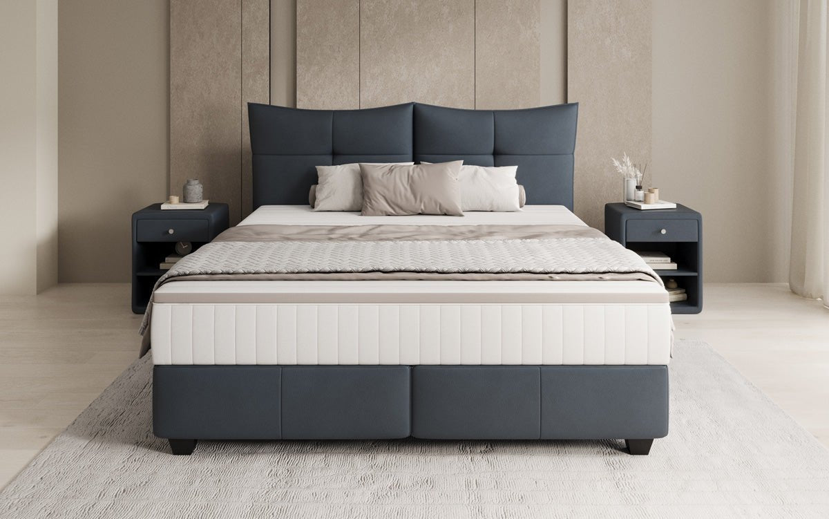 Box spring bed Veyora in genuine leather