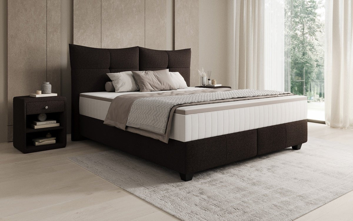 Box spring bed Veyora in bouclé
