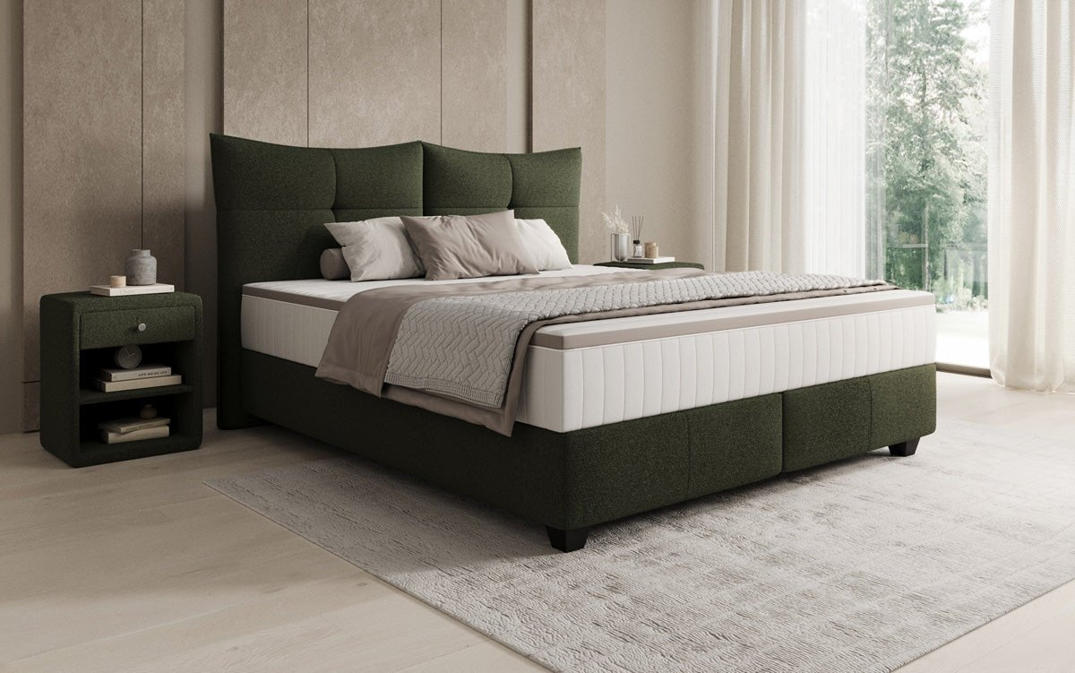 Box spring bed Veyora in bouclé