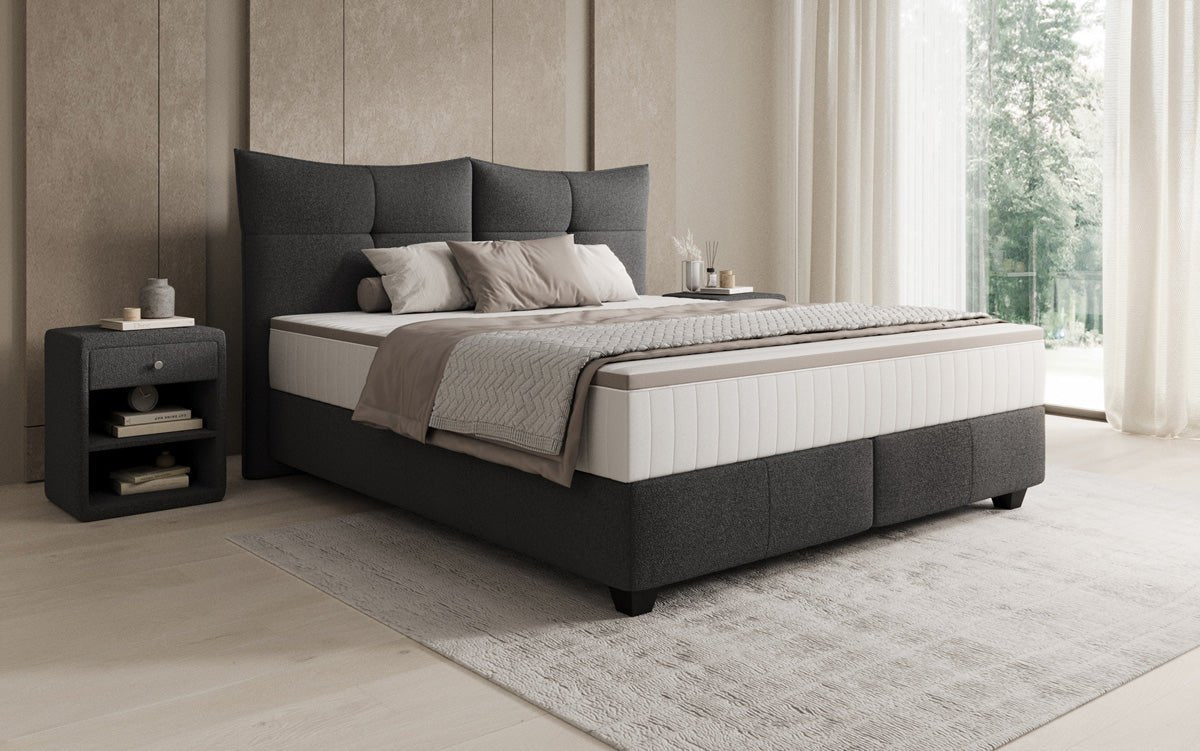 Box spring bed Veyora in bouclé