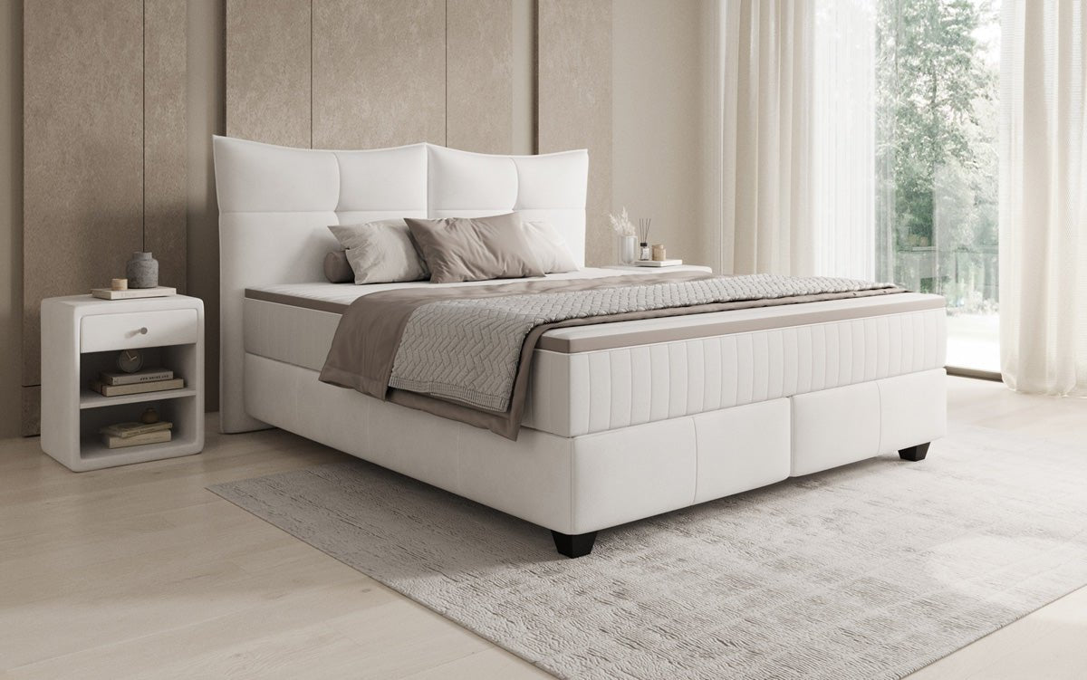 Box spring bed Veyora in genuine leather