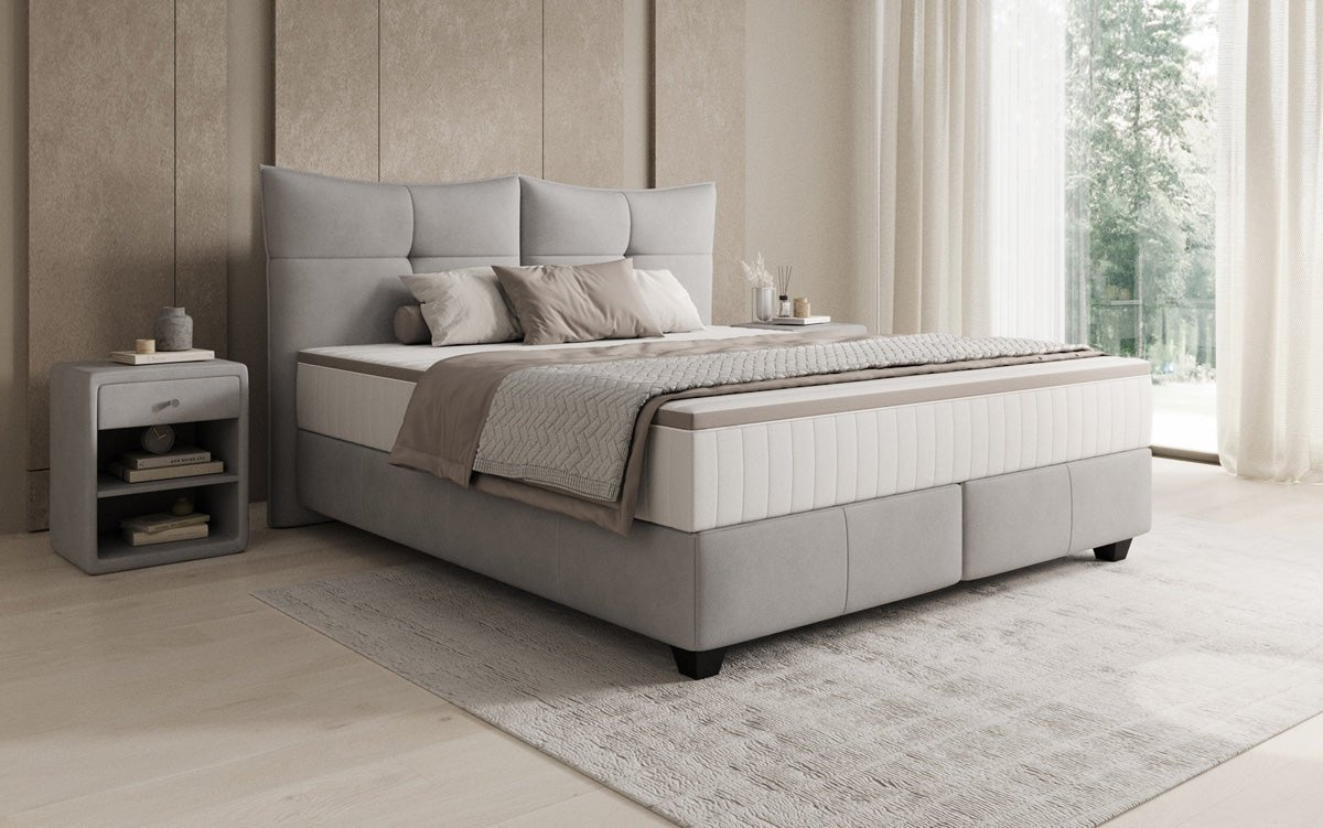 Box spring bed Veyora in genuine leather