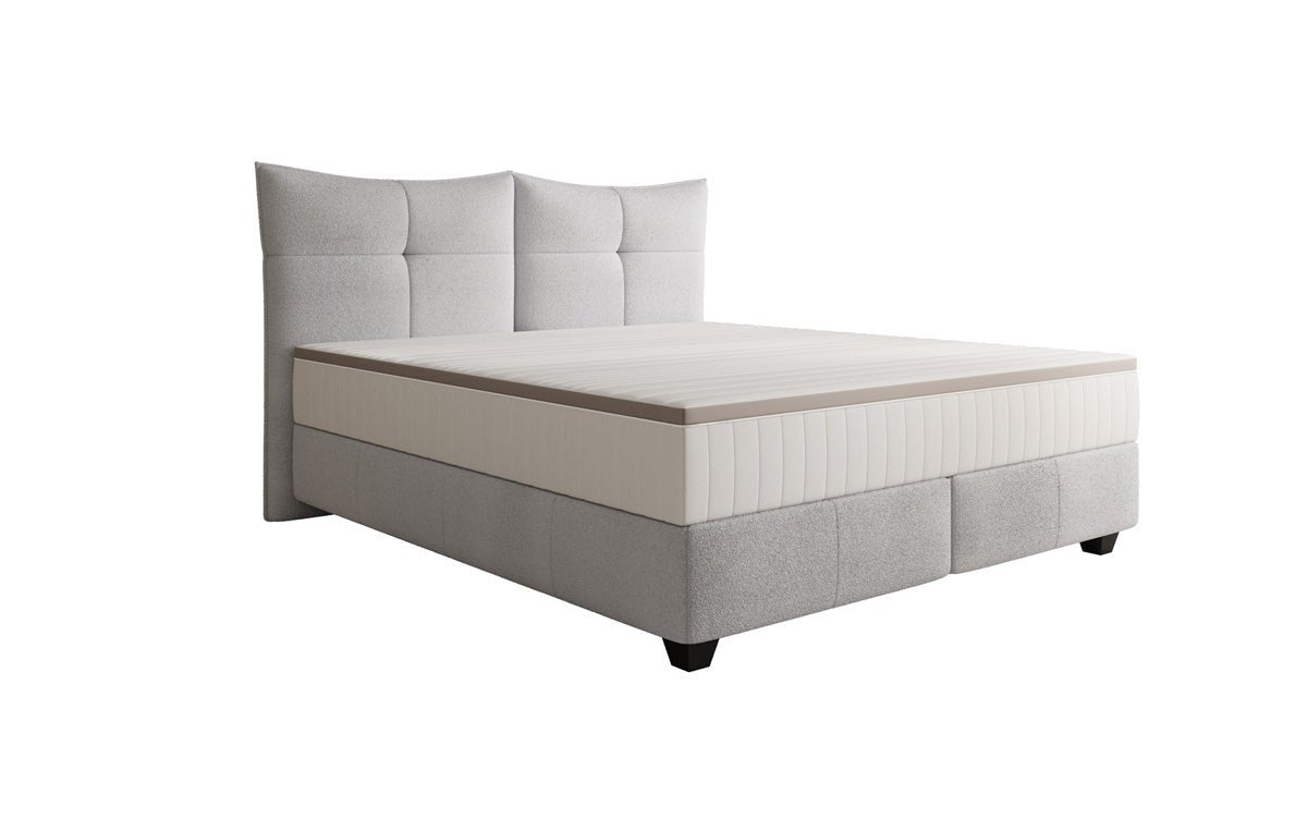 Box spring bed Veyora in bouclé