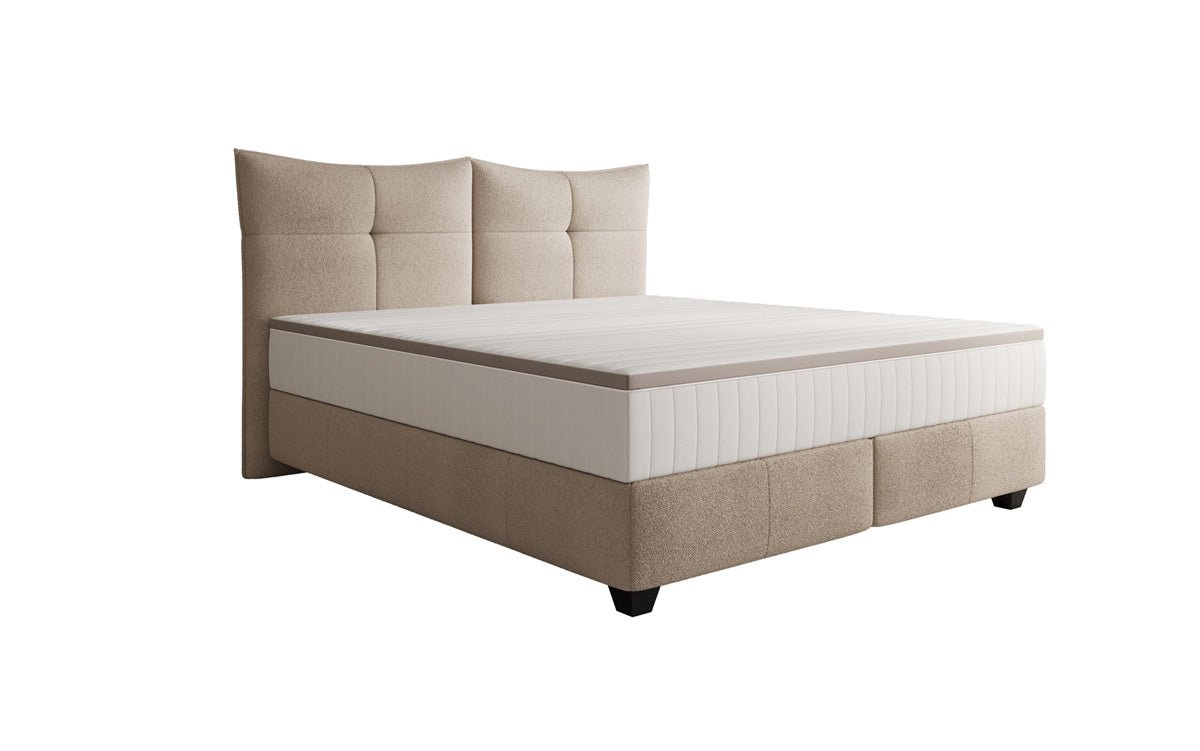 Box spring bed Veyora in bouclé