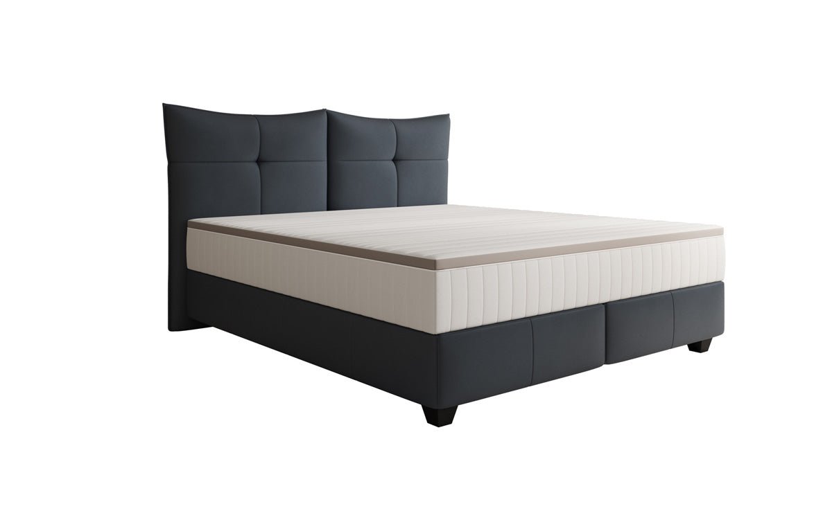 Box spring bed Veyora in genuine leather
