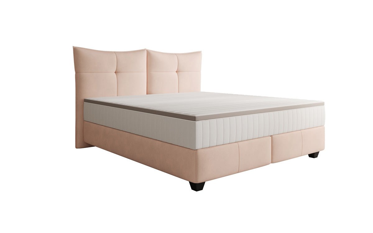 Box spring bed Veyora in genuine leather