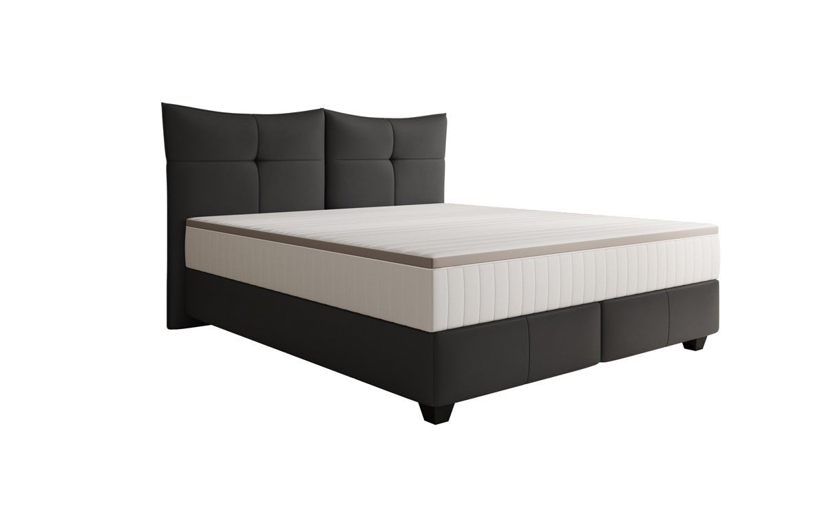 Box spring bed Veyora in genuine leather