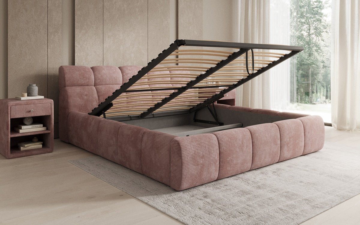 Designer Upholstered Bed Dallas Corduroy with Storage