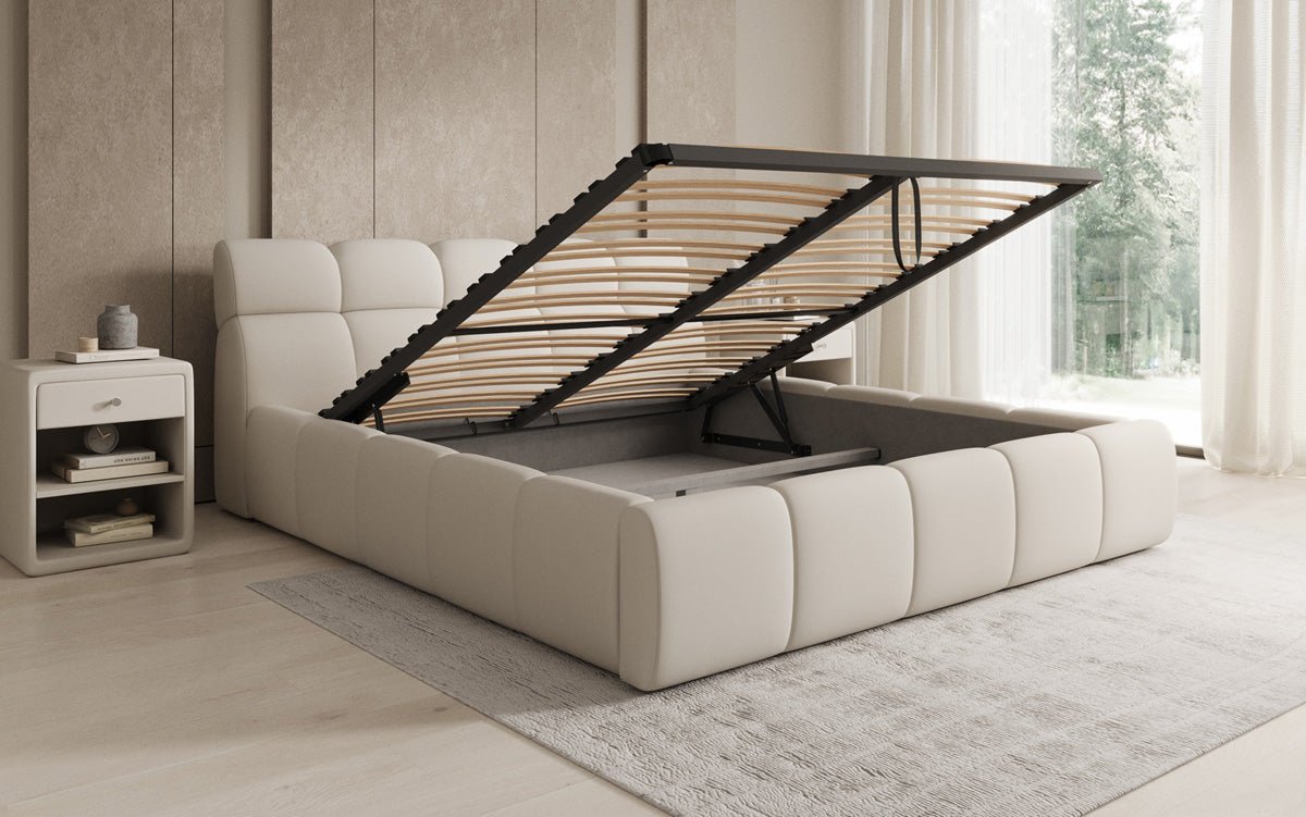 Designer Upholstered Bed Dallas Fabric with Storage